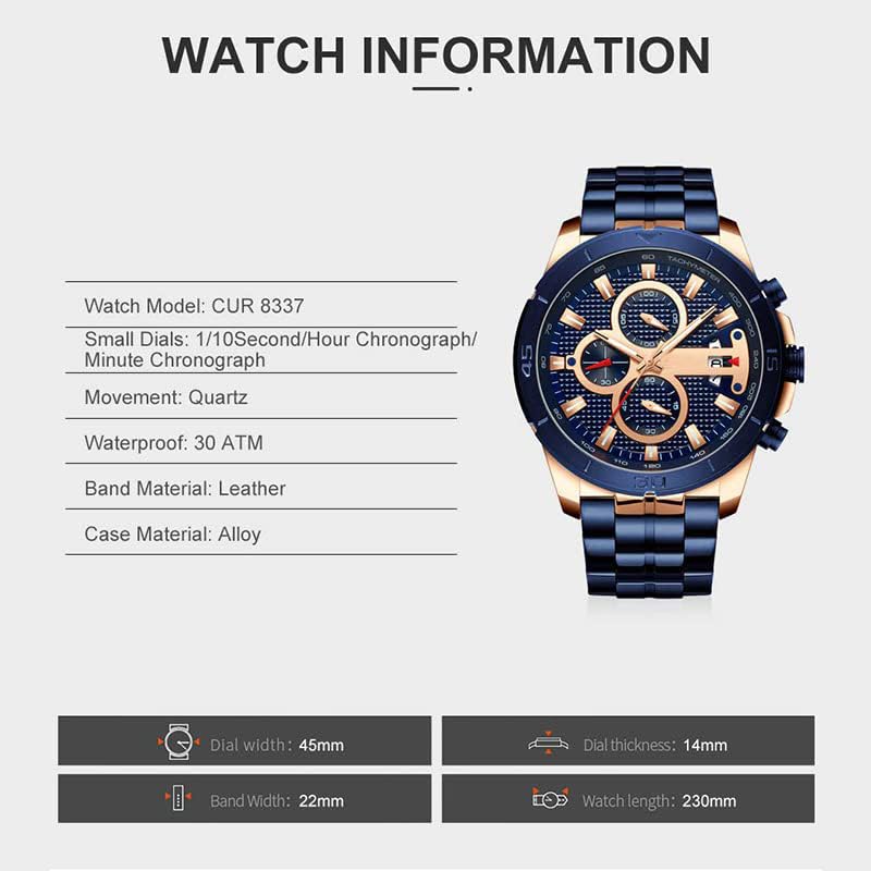 Foto 8 pulgar | Venta Internacional - Reloj Fanmis Con Cronógrafo De Negocios De Lujo Para Hombre, Vestido Con Diseño De Agua