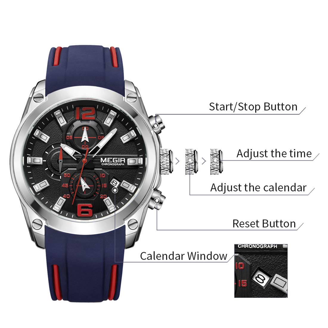 Foto 5 pulgar | Venta Internacional - Reloj Megir Waterproof Sports Para Hombre Fashion Quartz