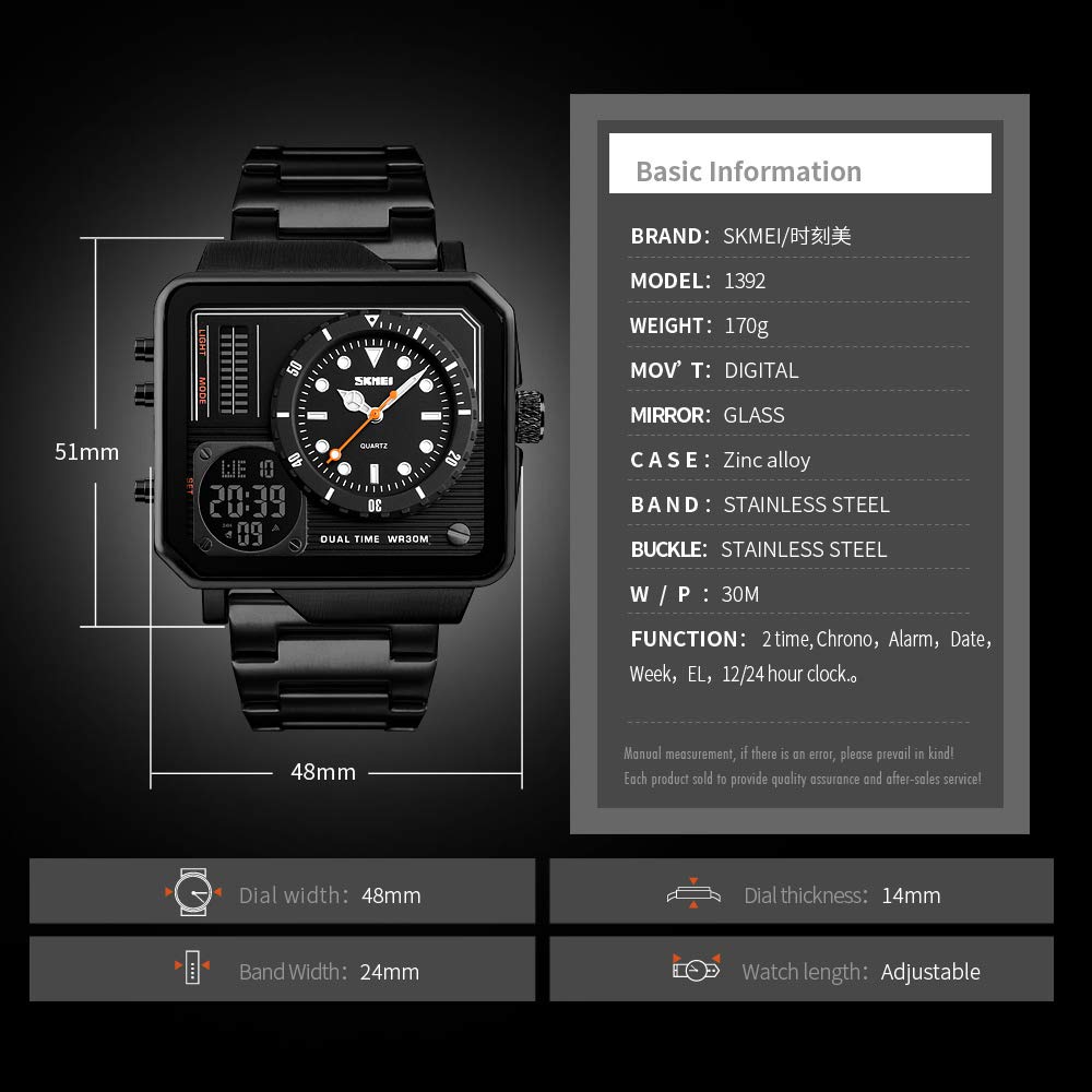 Foto 6 pulgar | Venta Internacional - Reloj Digital Gosasa Cuadrado De Acero Inoxidable Con Esfera Grande Para Hombre