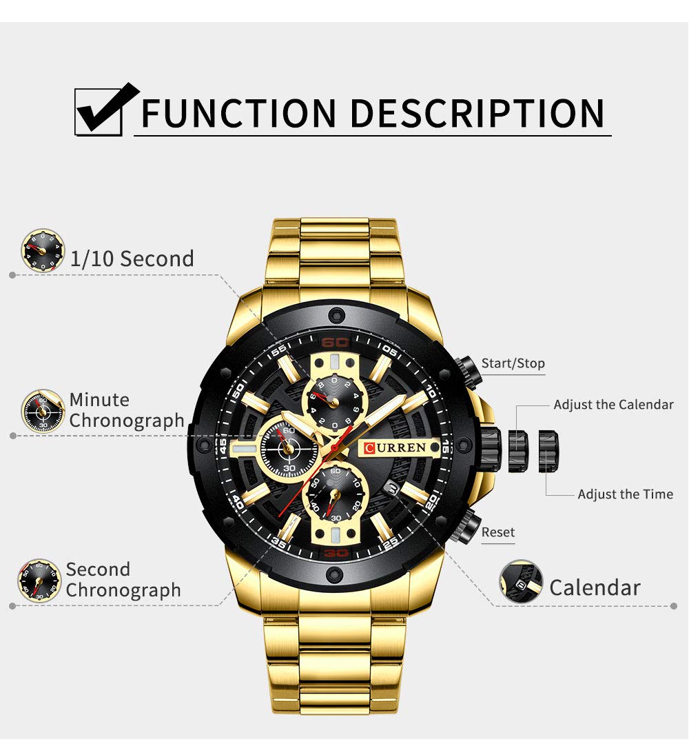 Foto 5 pulgar | Venta Internacional - Reloj Curren Quartz Luminous Fashion Sport Para Hombre, 30 M W.r.