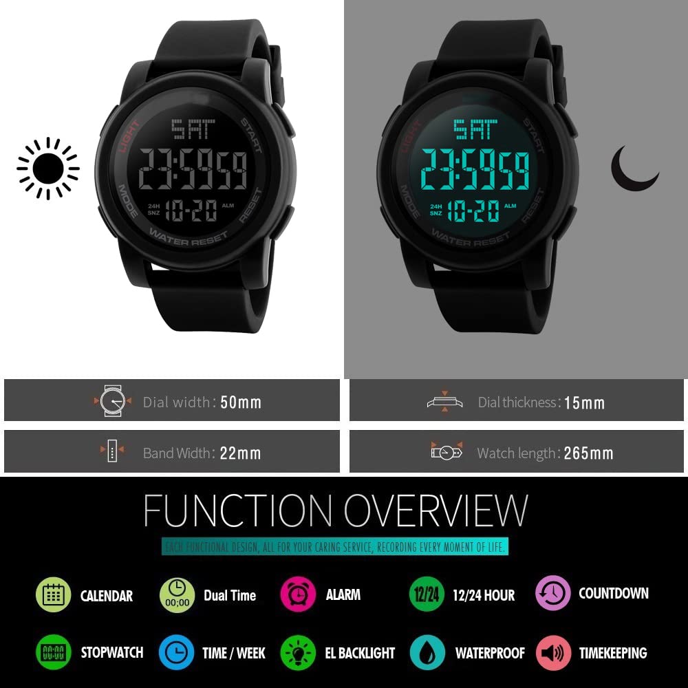 Foto 4 pulgar | Venta Internacional - Reloj Digital Feiwen Para Hombre, Resistente Al Agua, 50 M, Con Banda Elástica