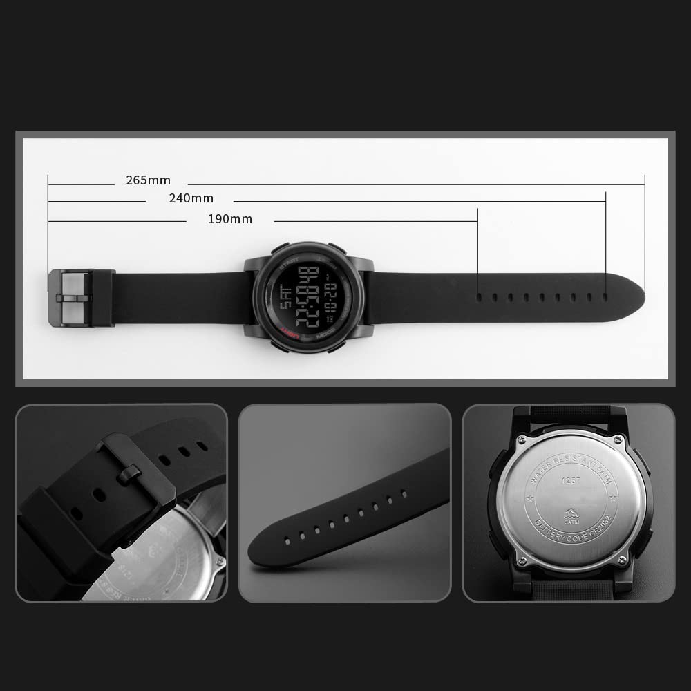 Foto 5 pulgar | Venta Internacional - Reloj Digital Feiwen Para Hombre, Resistente Al Agua, 50 M, Con Banda Elástica