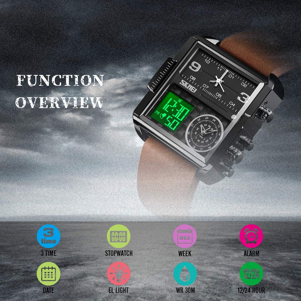 Foto 7 | Venta Internacional - Reloj Skmei, Correa Digital De Cuero Militar Impermeable Para Hombre