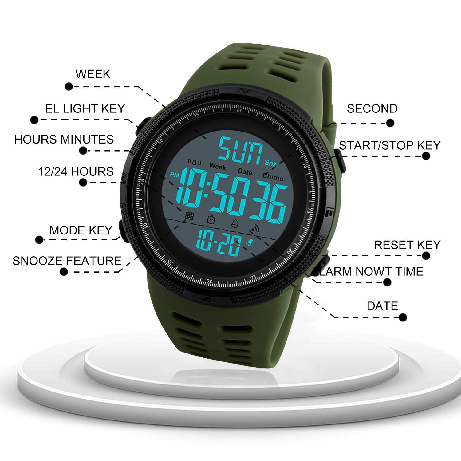 Foto 7 pulgar | Venta Internacional - Alarma Deportiva Digital Impermeable Watch Cofuo Para Hombre