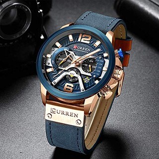 Foto 3 | Venta Internacional - Reloj Carlien Sport Military Analog De Piel Azul Para Hombre