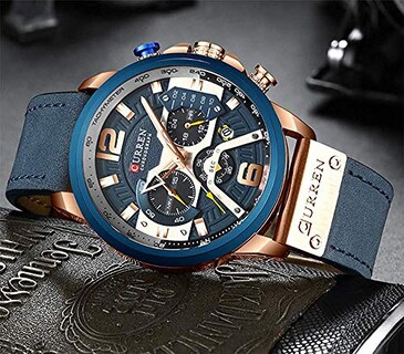 Foto 4 | Venta Internacional - Reloj Carlien Sport Military Analog De Piel Azul Para Hombre