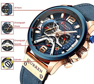 Foto 5 | Venta Internacional - Reloj Carlien Sport Military Analog De Piel Azul Para Hombre