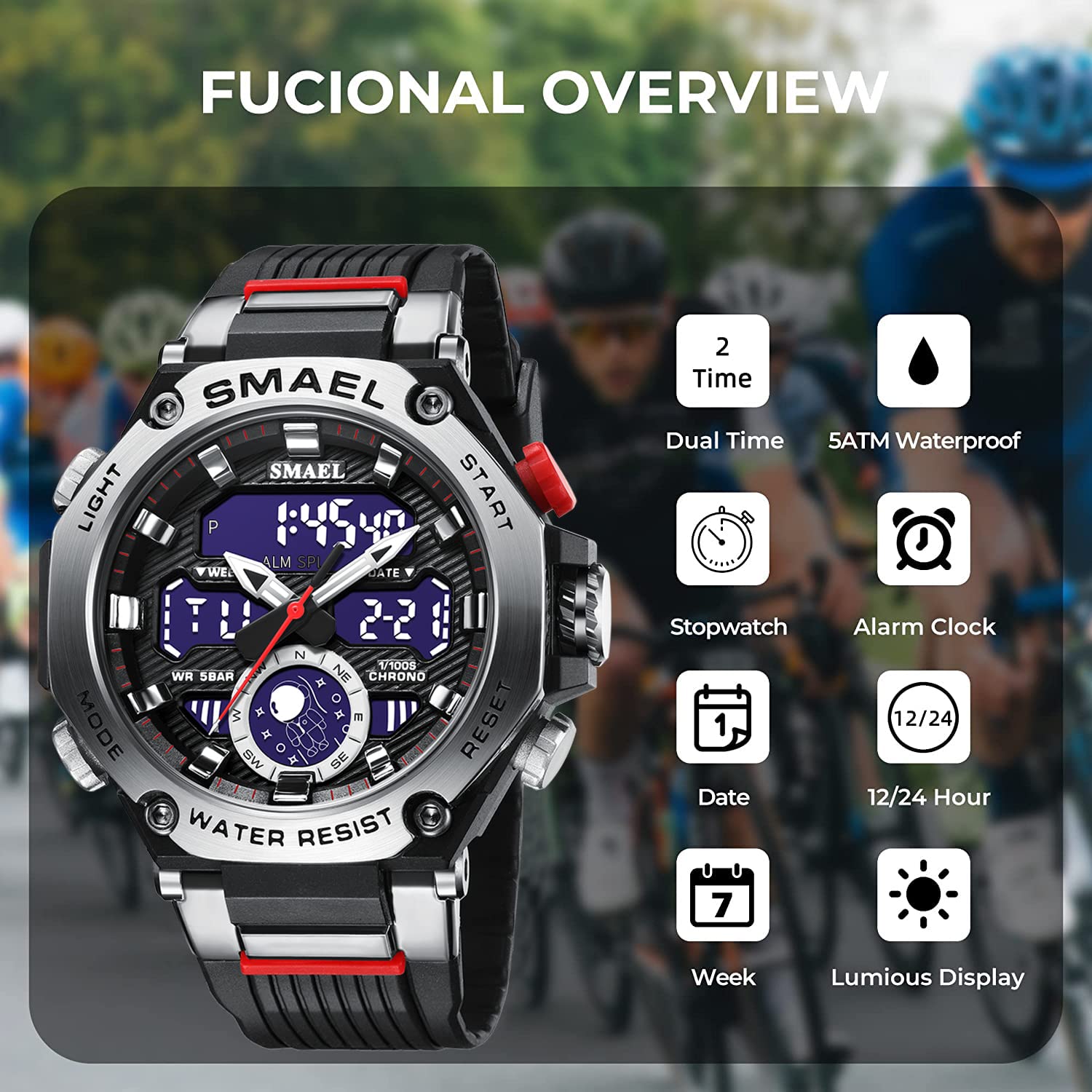 Foto 5 pulgar | Venta Internacional - Reloj Deportivo Smael 8069 Led Impermeable Para Hombre