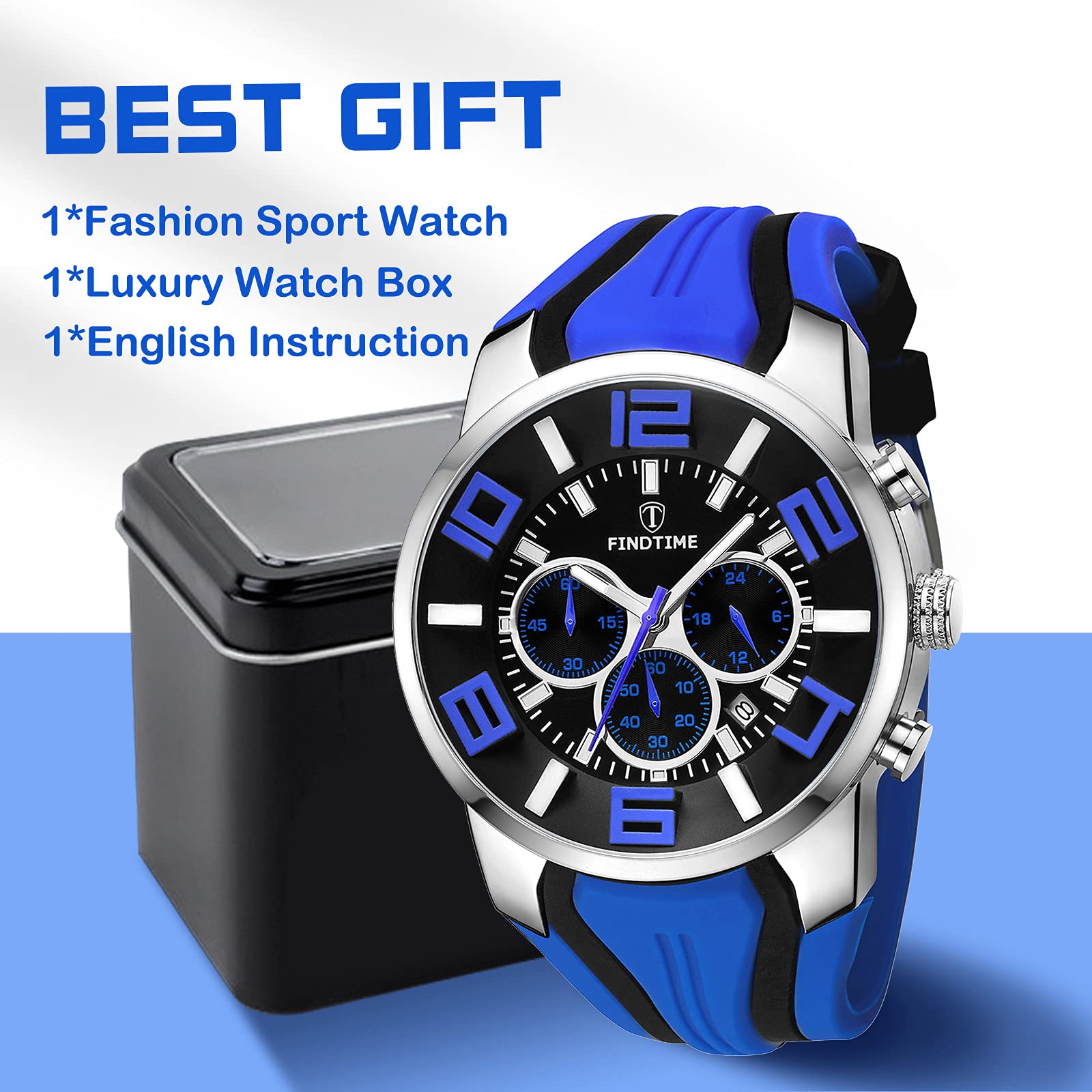 Foto 8 pulgar | Venta Internacional - Reloj Deportivo Findtime Findtime Blue Chronograph 3atm Waterpro