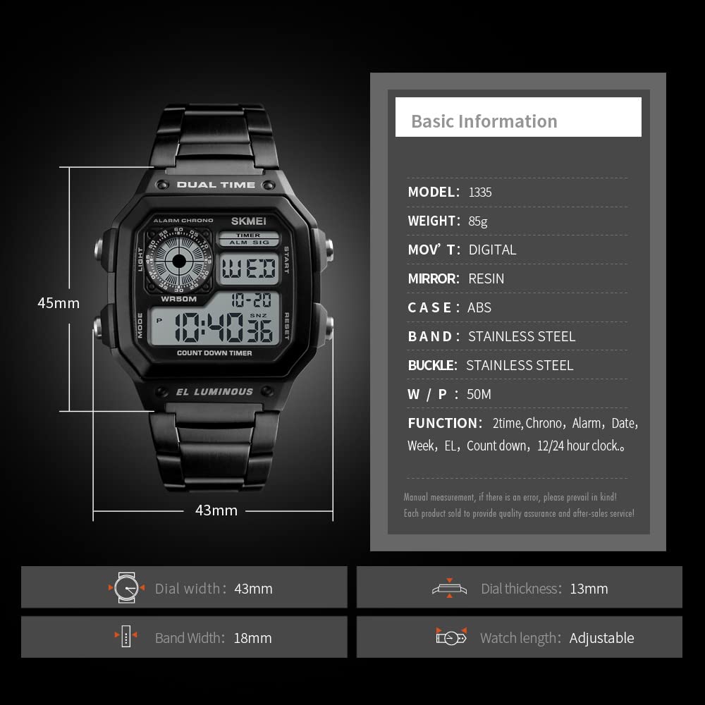 Foto 6 pulgar | Venta Internacional - Reloj Pasoy Con Alarma Digital Multifunción Con Doble Hora Para Hombre