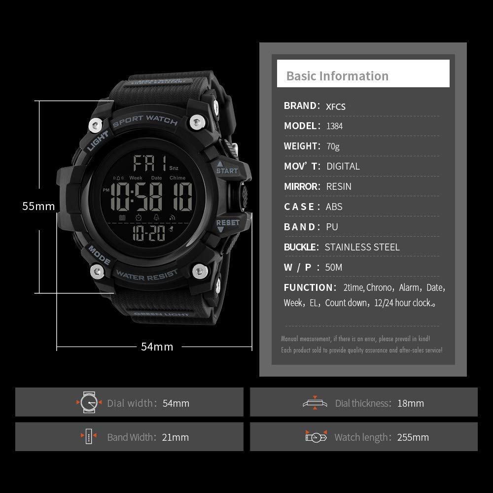Foto 5 pulgar | Venta Internacional - Reloj Deportivo Digital Impermeable Watch Xfcs Negro Para Hombre