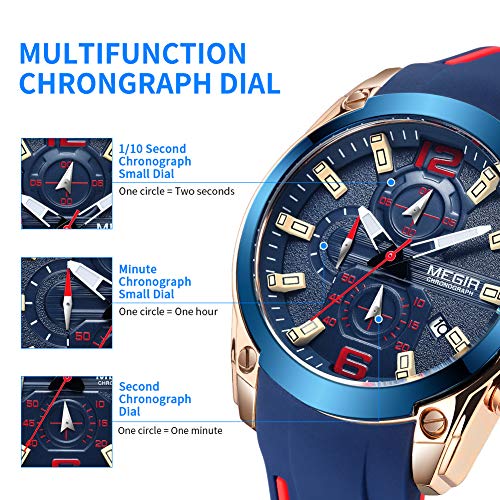 Foto 5 pulgar | Venta Internacional - Reloj Megir, Cronógrafo Analógico Deportivo, De Cuarzo, Con Correa, Para Hombre