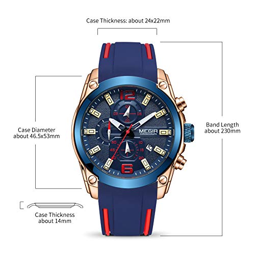 Foto 7 pulgar | Venta Internacional - Reloj Megir, Cronógrafo Analógico Deportivo, De Cuarzo, Con Correa, Para Hombre