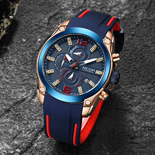 Foto 8 pulgar | Venta Internacional - Reloj Megir, Cronógrafo Analógico Deportivo, De Cuarzo, Con Correa, Para Hombre