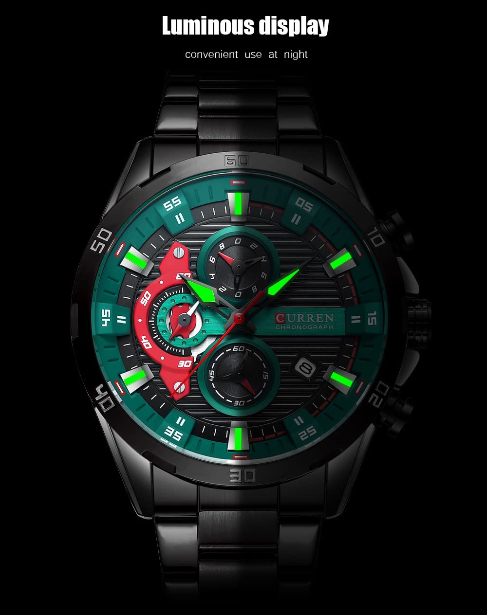 Foto 8 pulgar | Venta Internacional - Reloj Curren Chronograph Fashion Con Esfera Verde Militar Para Hombre