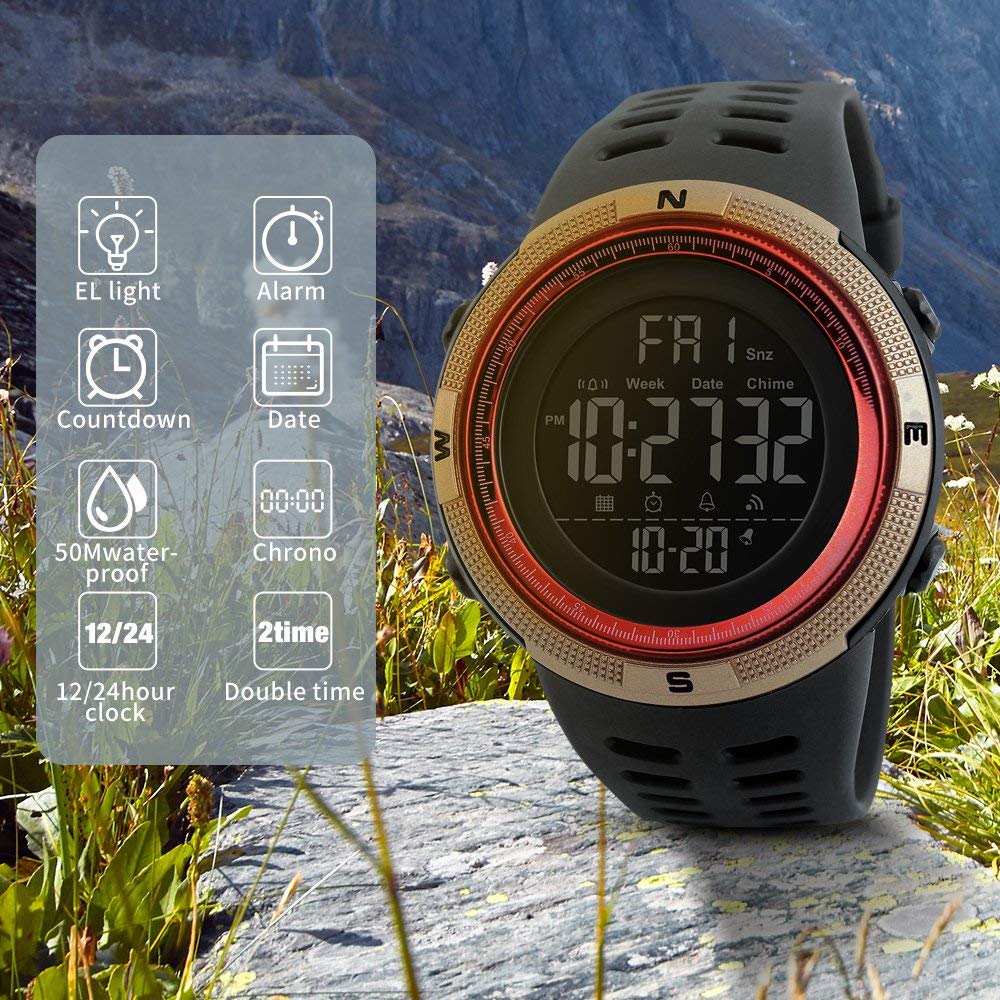 Foto 2 | Venta Internacional - Reloj Carlien Para Hombre, Led Digital, Para Deportes Al Aire Libre, 50 M, Resina Acuática