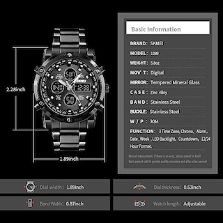 Foto 4 | Venta Internacional - Reloj Bozlun Con Doble Pantalla Analógica Y Digital Para Hombre Con Alarma