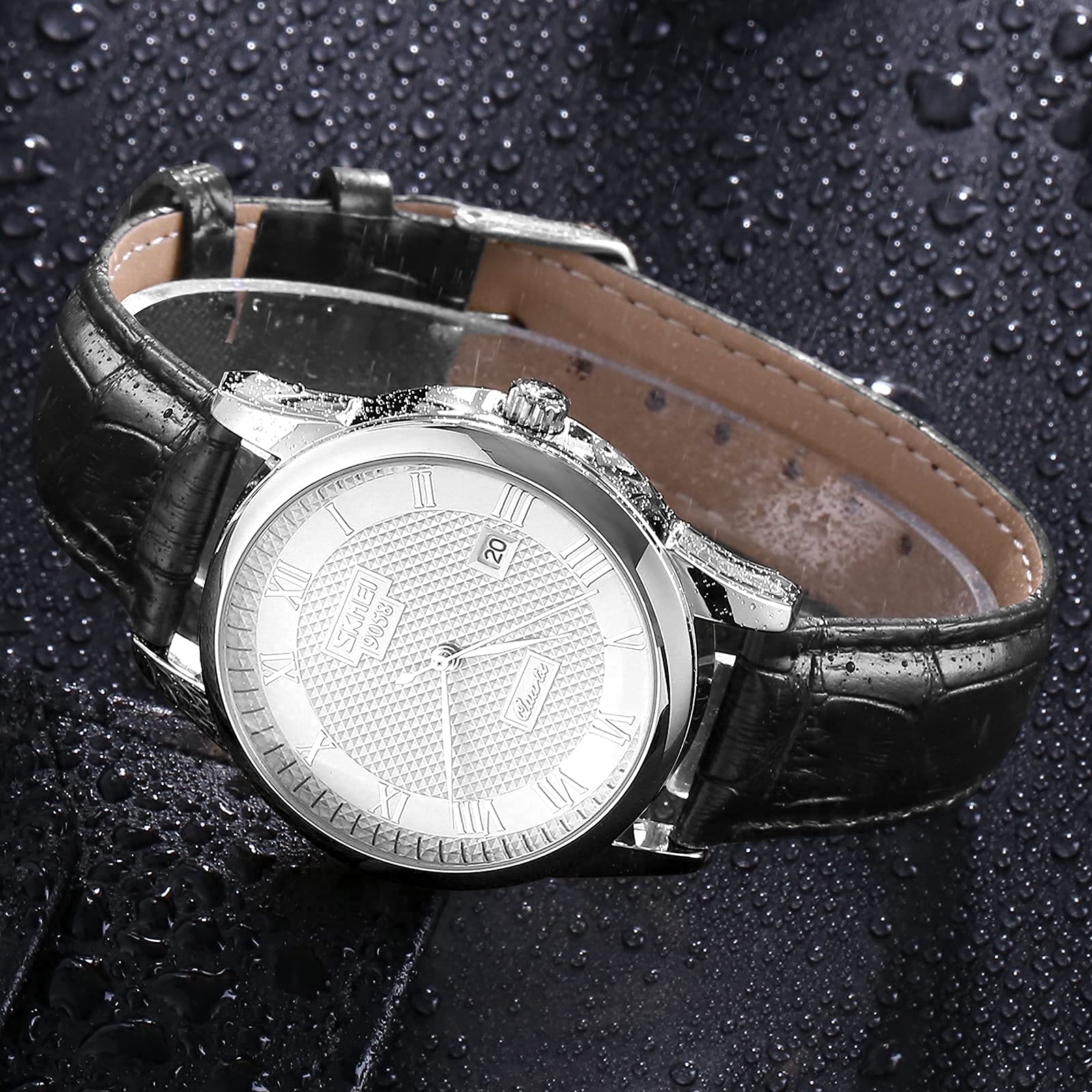 Foto 2 | Venta Internacional - Reloj Uwork Analógico De Cuarzo Para Hombre, Resistente Al Agua, Piel Negra