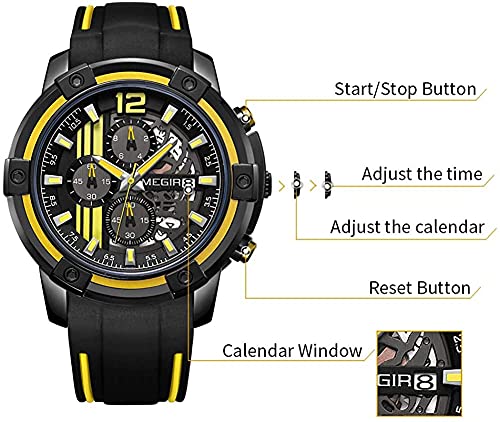 Foto 6 pulgar | Venta Internacional - Reloj Deportivo Megir Analógico de Cuarzo Silicona Impermeable para Hombre