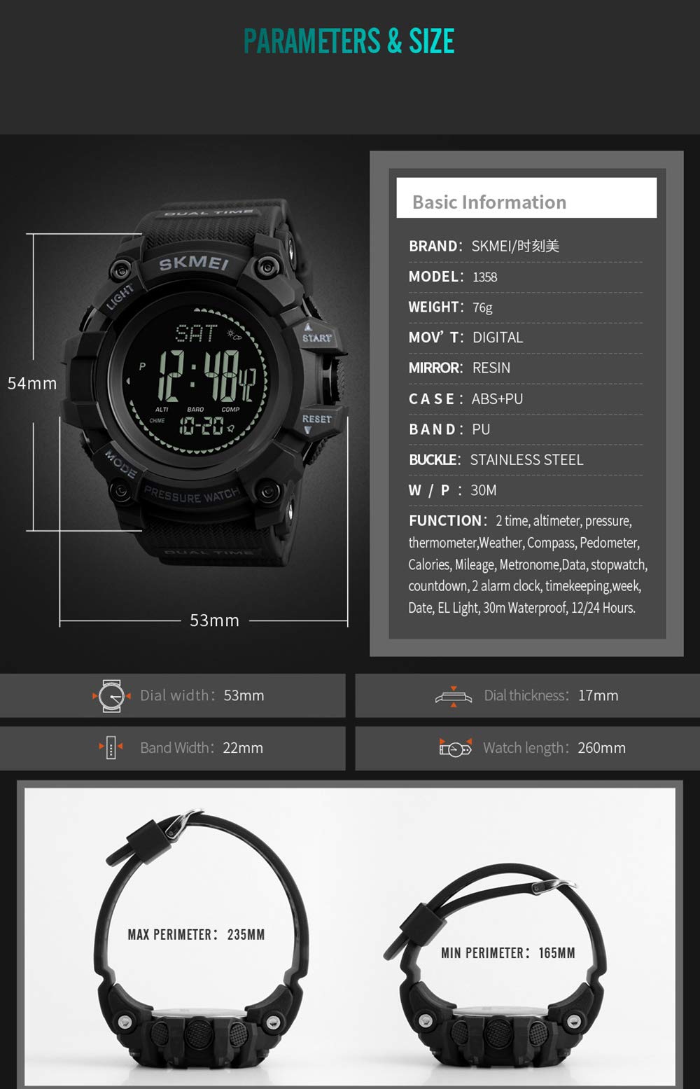 Foto 7 | Venta Internacional - Podómetro Militar Watch Gosasa Big Face Para Hombre, Deportes Al Aire Libre