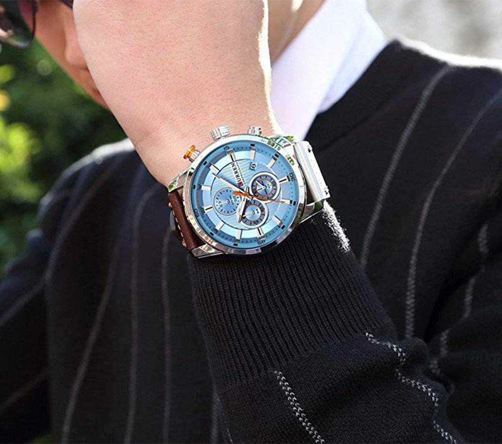 Foto 4 pulgar | Venta Internacional - Reloj Gosasa, Cronógrafo Deportivo, Cuarzo, Cuero Marrón, Para Hombre