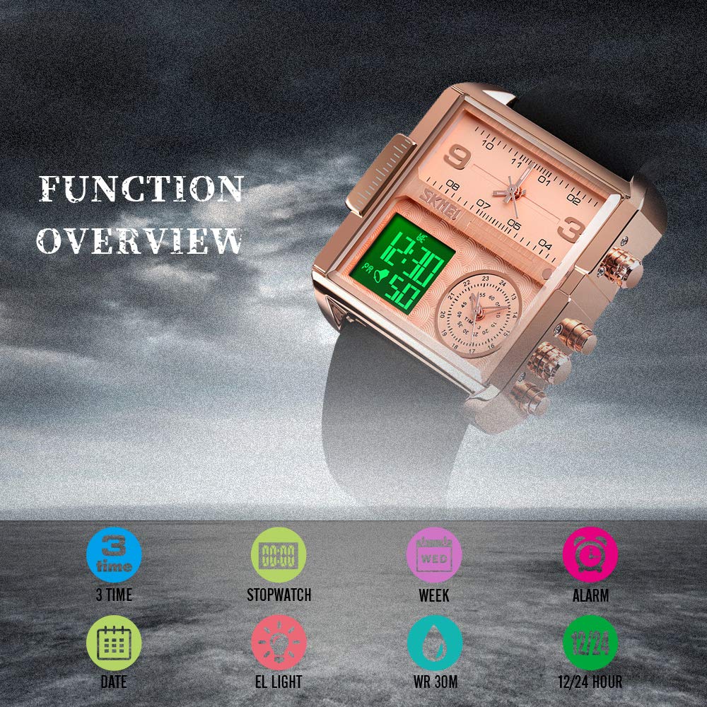 Foto 6 pulgar | Venta Internacional - Reloj Skmei, Correa Digital De Cuero Militar Impermeable Para Hombre