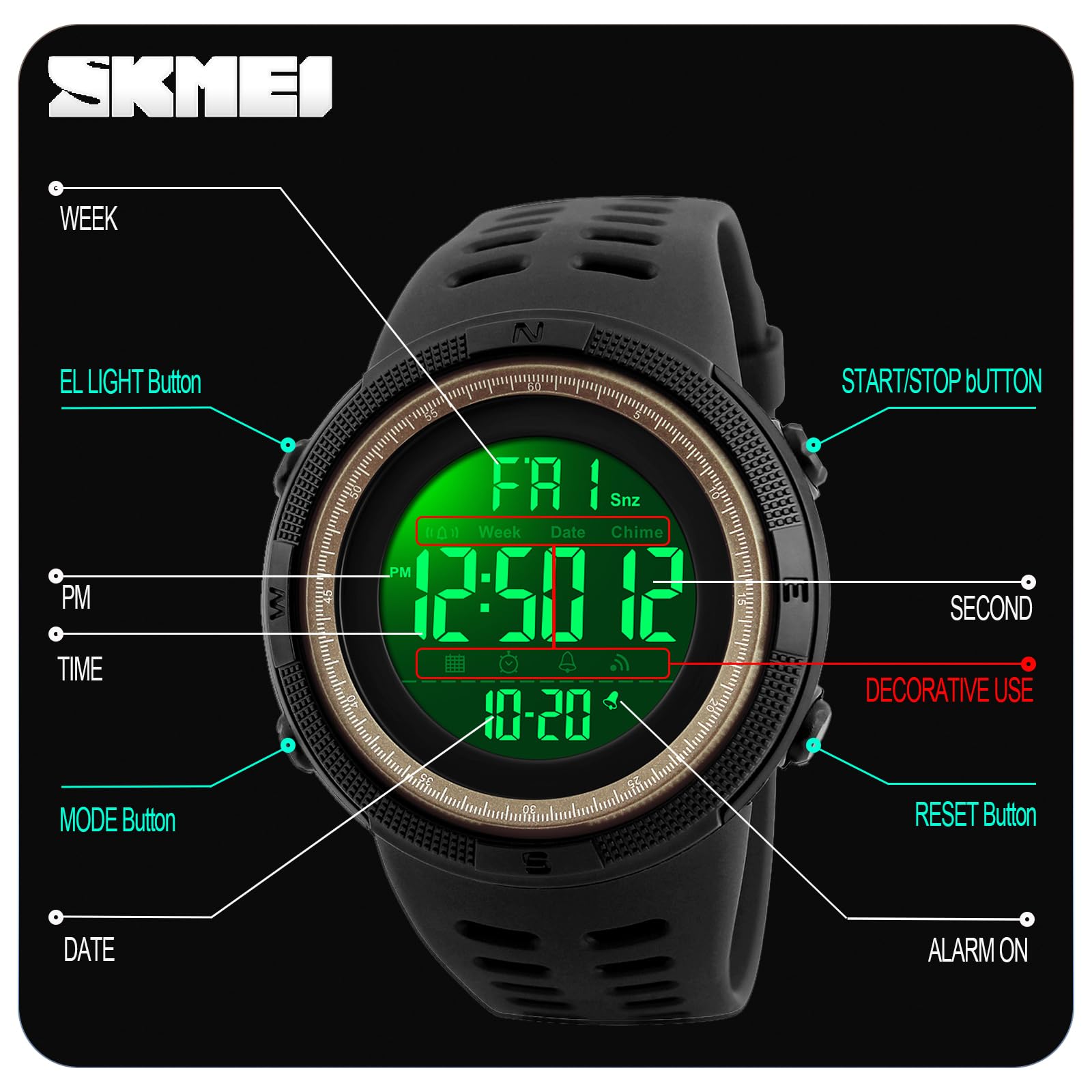 Foto 6 pulgar | Venta Internacional - Reloj Deportivo Digital Led Skmei Resistente al Agua 50 m para Hombre