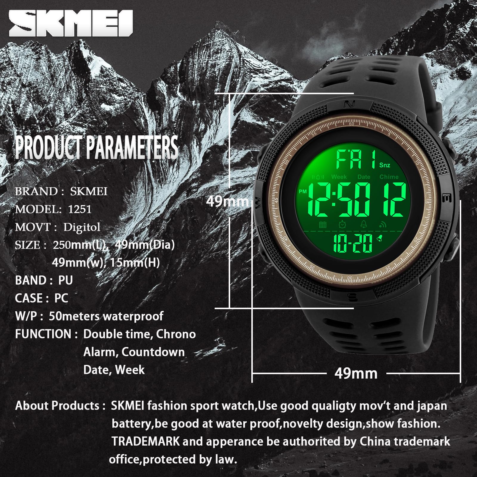 Foto 7 pulgar | Venta Internacional - Reloj Deportivo Digital Led Skmei Resistente al Agua 50 m para Hombre