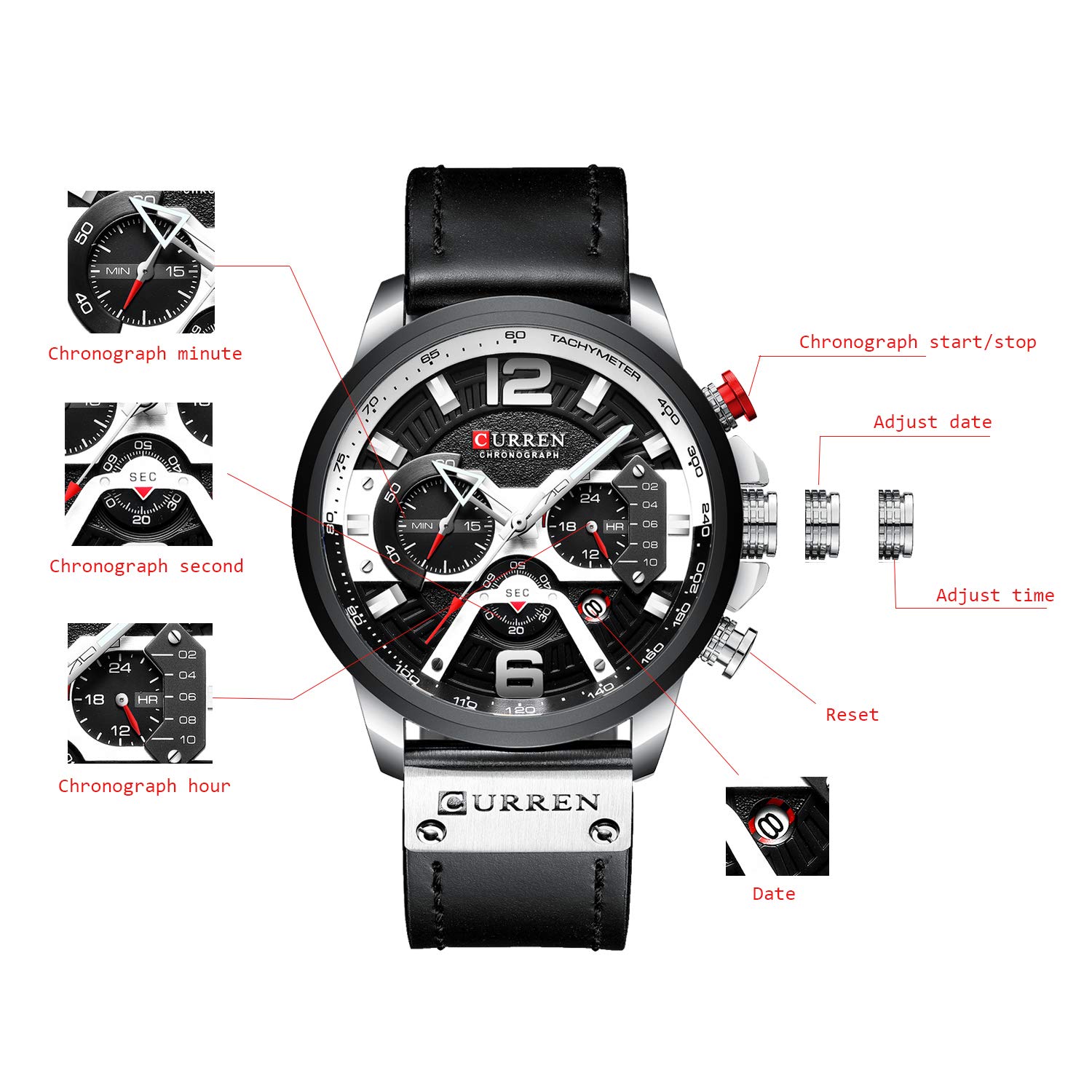 Foto 4 pulgar | Venta Internacional - Reloj Casual De Cuarzo Analógico Deportivo Para Hombre, Cronógrafo, Resistente Al Agua