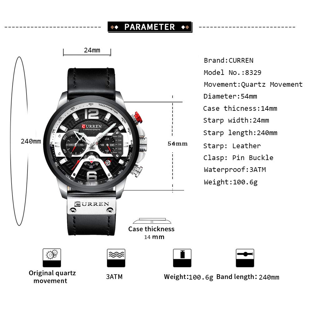 Foto 5 pulgar | Venta Internacional - Reloj Casual De Cuarzo Analógico Deportivo Para Hombre, Cronógrafo, Resistente Al Agua