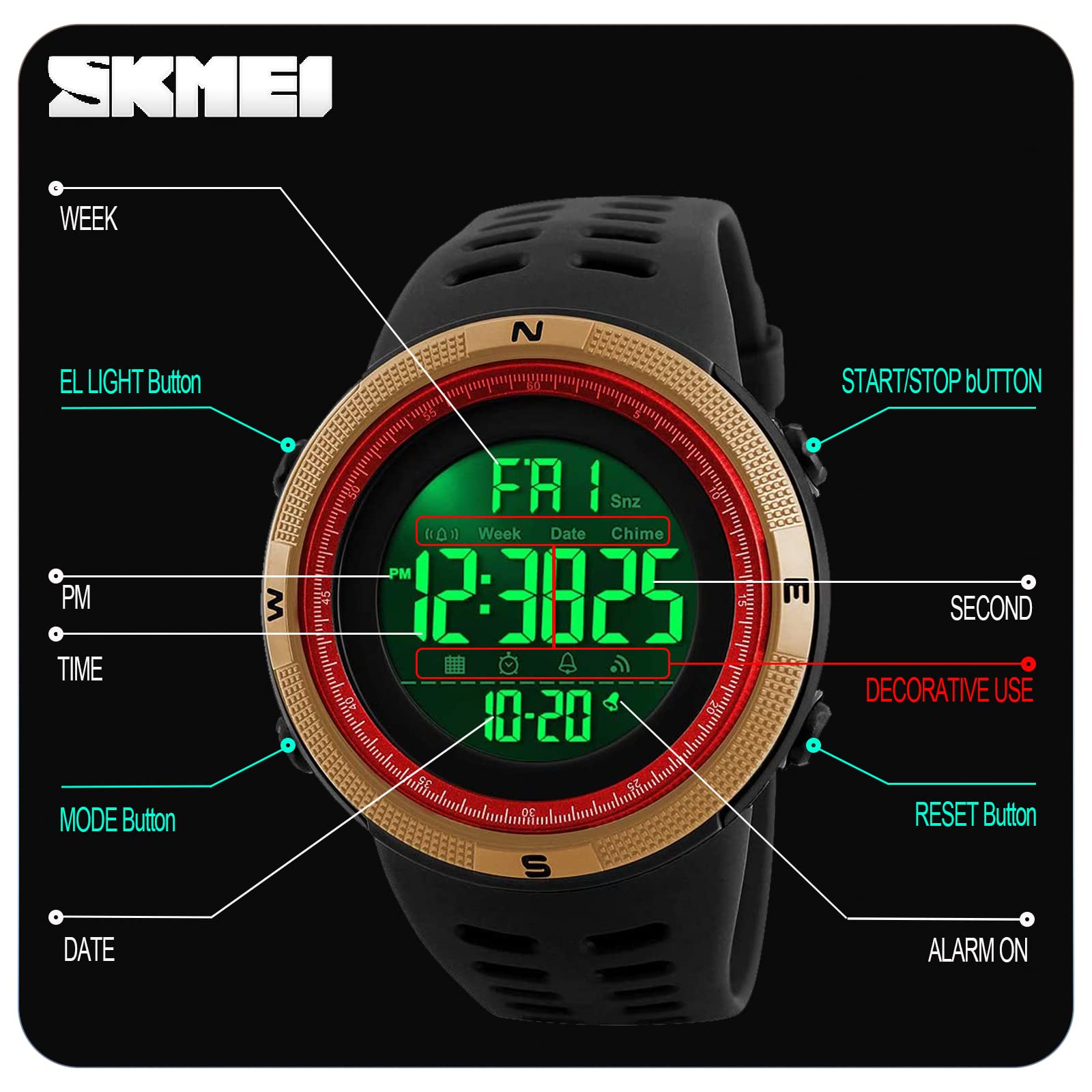 Foto 5 | Venta Internacional - Reloj Deportivo Skmei Digital 50 m Led Impermeable para Hombre