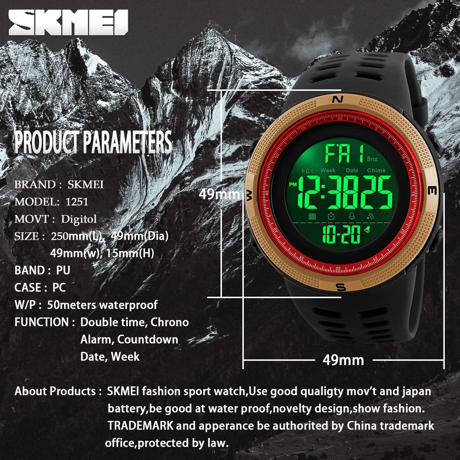 Foto 7 pulgar | Venta Internacional - Reloj Deportivo Skmei Digital 50 m Led Impermeable para Hombre