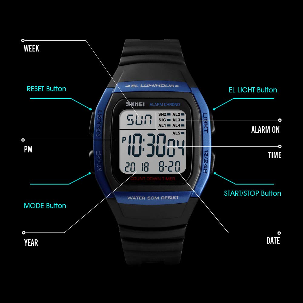 Foto 6 pulgar | Venta Internacional - Reloj Skmei Square Digital Para Hombre, 50 M, Resistente Al Agua