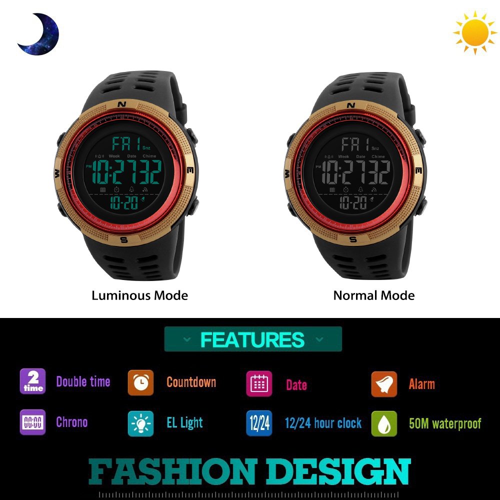 Foto 2 | Venta Internacional - Reloj Deportivo Digital Tonshen Resistente al Agua 50 m con Led para Hombre