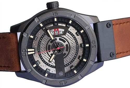 Foto 3 | Venta Internacional - Reloj Fanmis, Correa De Piel Para Hombre, Chapada En Negro, 30 M, Resistente Al Agua