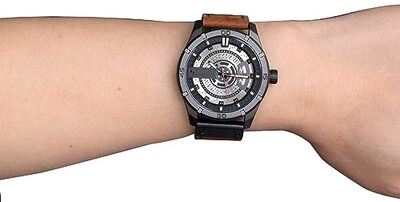 Foto 6 | Venta Internacional - Reloj Fanmis, Correa De Piel Para Hombre, Chapada En Negro, 30 M, Resistente Al Agua