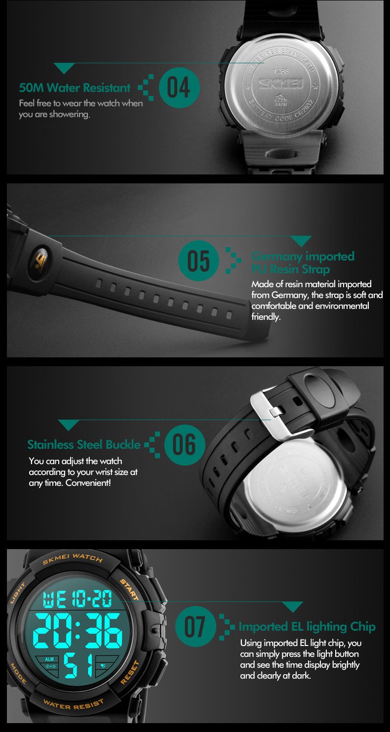 Foto 8 pulgar | Venta Internacional - Reloj Digital Gosasa Con Alarma Led Impermeable Y Cronómetro Para Hombre