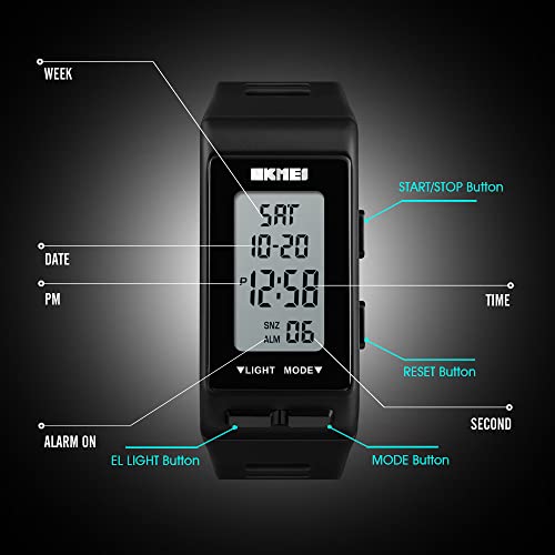 Foto 7 pulgar | Venta Internacional - Reloj Reginald Digital Sports Para Hombre, Negro, Resistente Al Agua, 30 M