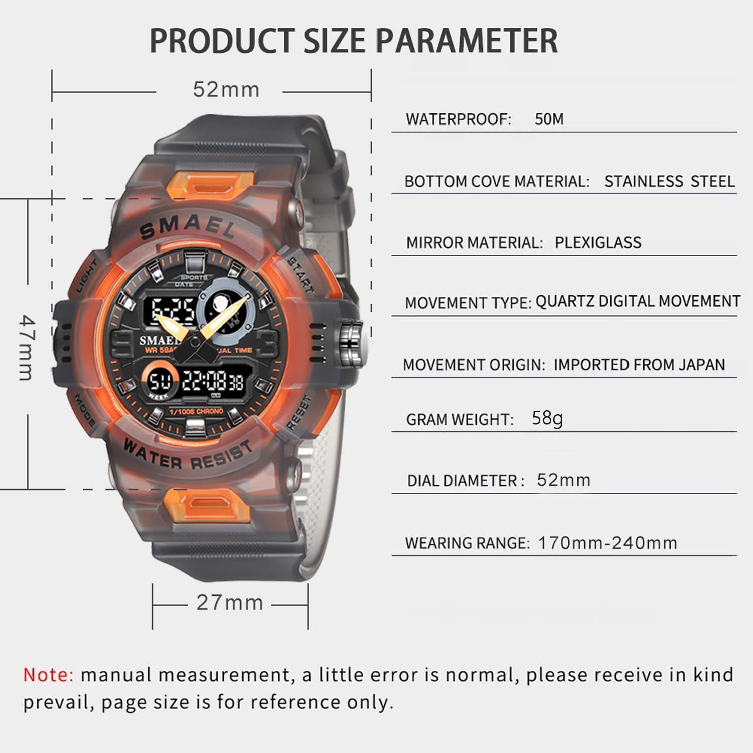 Foto 7 pulgar | Venta Internacional - Reloj Digital Smael Para Hombre, Deportivo Y Exterior, 50 M, Resistente Al Agua