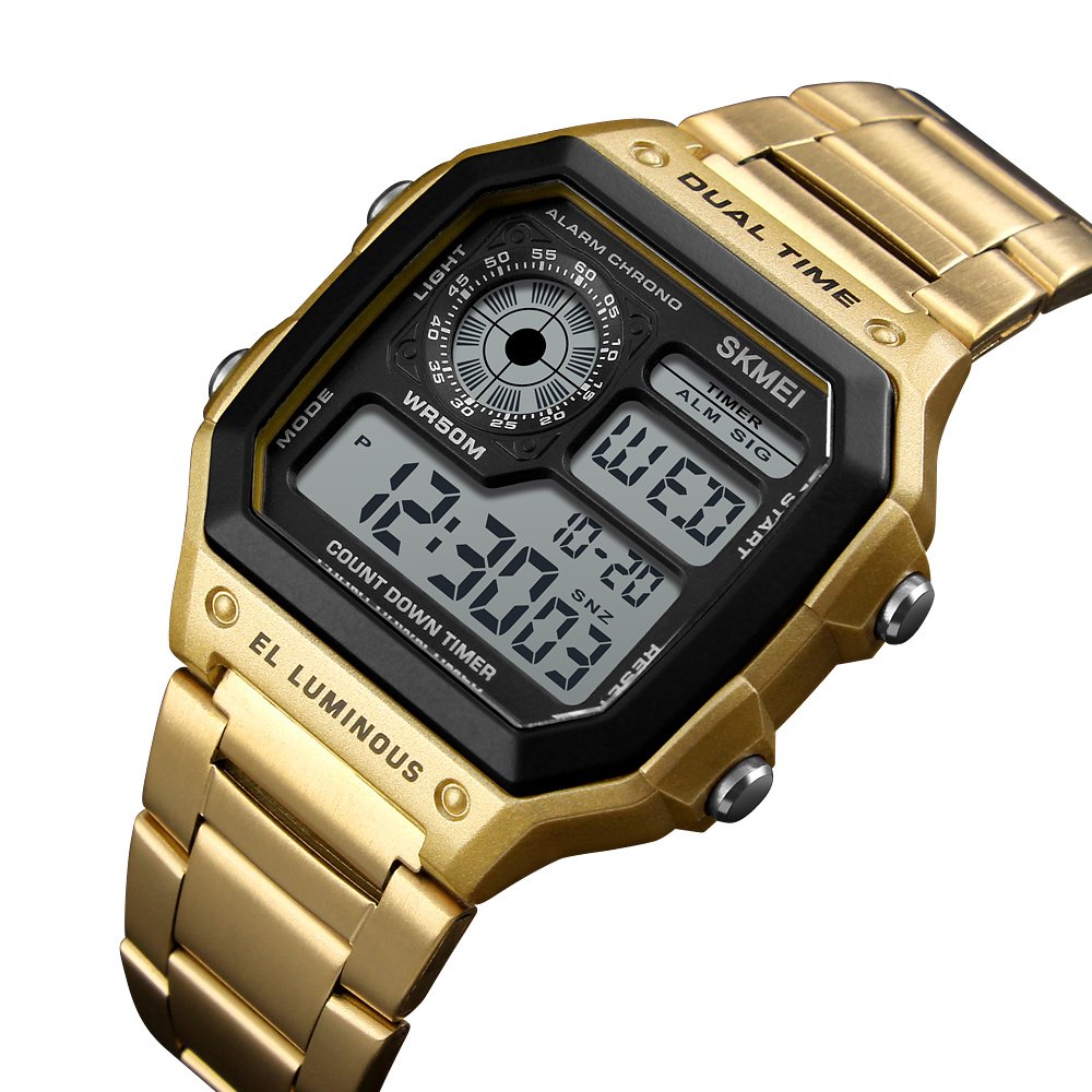 Venta Internacional - Reloj Deportivo Bomieux Luxury Digital Con Alarma De Doble Hora, Color Dorado