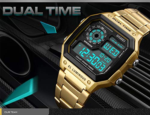 Foto 6 pulgar | Venta Internacional - Reloj Deportivo Bomieux Luxury Digital Con Alarma De Doble Hora, Color Dorado