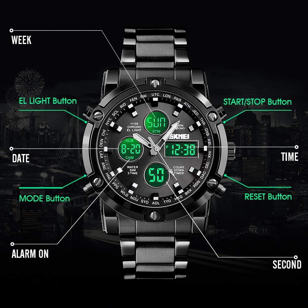 Foto 7 pulgar | Venta Internacional - Reloj Skmei Para Hombre, Impermeable, Militar, Analógico Y Digital