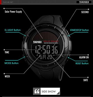 Foto 5 | Venta Internacional - Reloj Pasoy Digital Solar Para Hombre, Correa De Caucho Negro, 5 Atm
