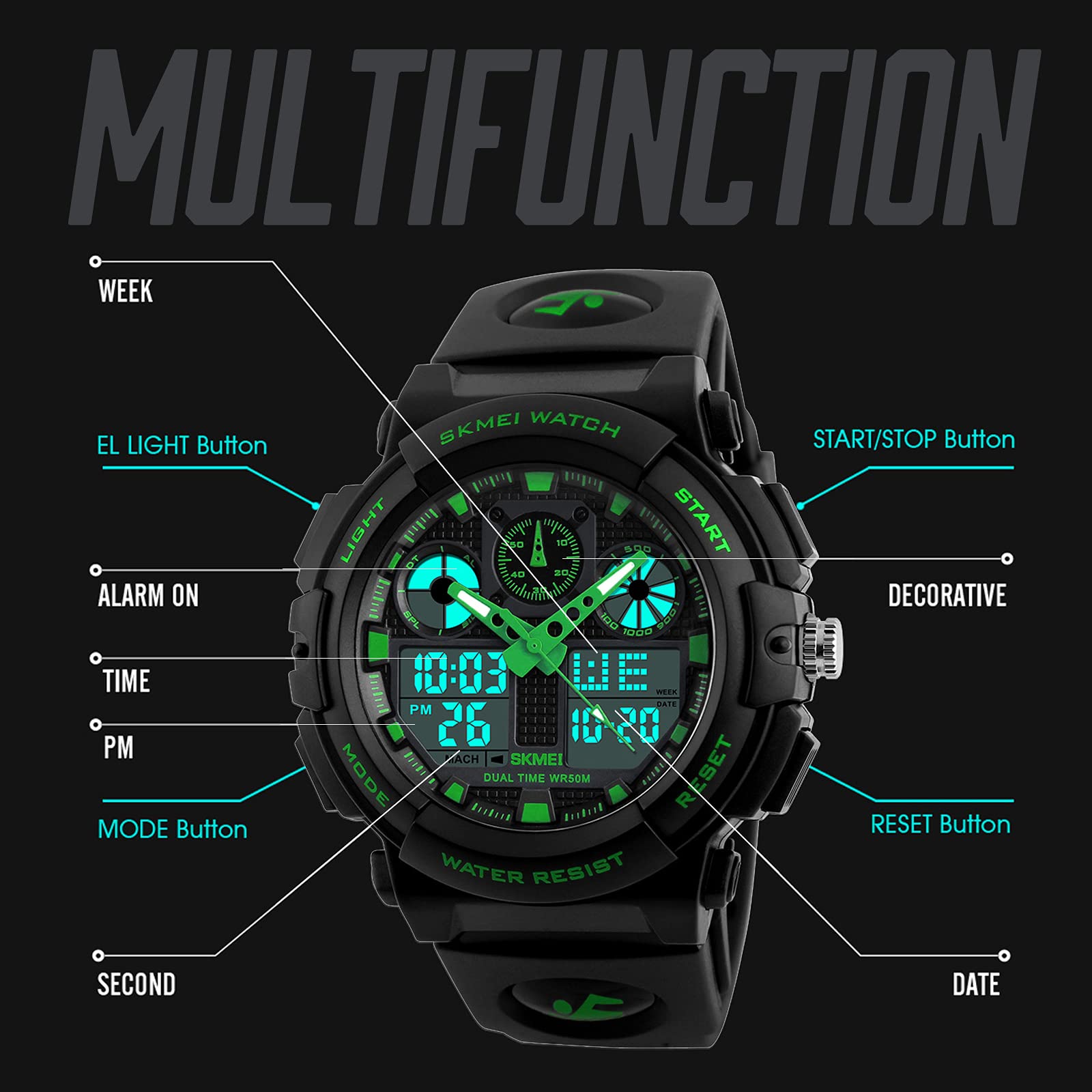 Foto 4 pulgar | Venta Internacional - Reloj Deportivo Findtime Findtime Para Hombre, Cara Grande, 50 Mm
