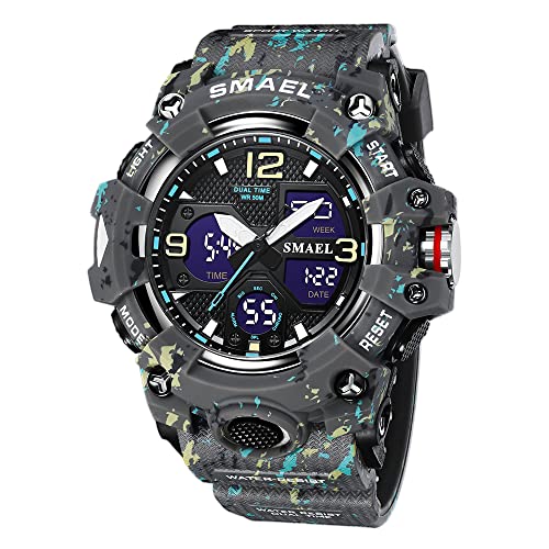 Foto 2 pulgar | Venta Internacional - Reloj Smael Para Hombre, Led Militar, Digital, Impermeable, Camuflaje, Gris