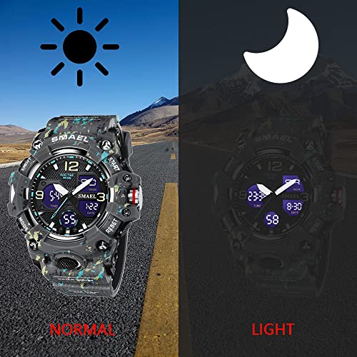 Foto 5 pulgar | Venta Internacional - Reloj Smael Para Hombre, Led Militar, Digital, Impermeable, Camuflaje, Gris