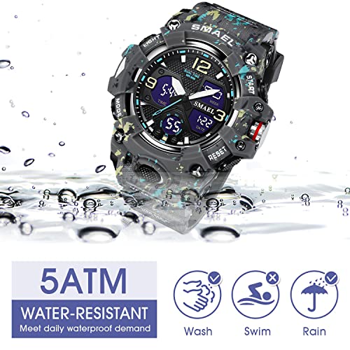 Foto 6 pulgar | Venta Internacional - Reloj Smael Para Hombre, Led Militar, Digital, Impermeable, Camuflaje, Gris