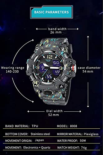 Foto 7 pulgar | Venta Internacional - Reloj Smael Para Hombre, Led Militar, Digital, Impermeable, Camuflaje, Gris