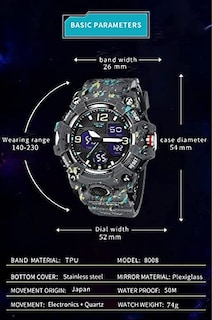 Foto 6 | Venta Internacional - Reloj Smael Para Hombre, Led Militar, Digital, Impermeable, Camuflaje, Gris
