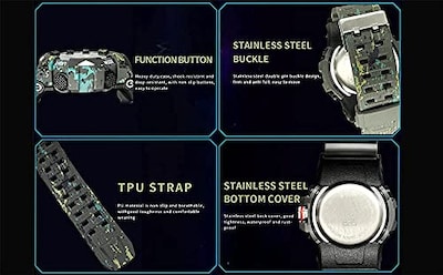 Foto 7 | Venta Internacional - Reloj Smael Para Hombre, Led Militar, Digital, Impermeable, Camuflaje, Gris